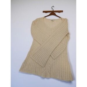 VTG Calvin Klein Cream Alpaca Blend Sweater Y2K Bell Sleeve fairy Shimmer Size S